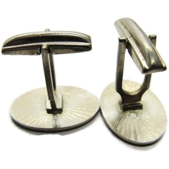 Gentry Silver Tone Oval Cufflinks Fish Religious Church Clergy Vintage - Picture 8 of 8